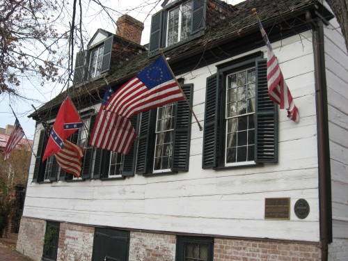 The always patriotic John Douglas Brown House in Old Town Alexandria.